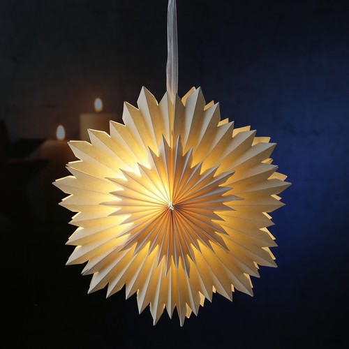 Led papierstern eisblume - led,