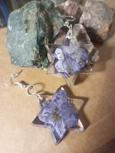 Ohrringe stern blume lila - stern,