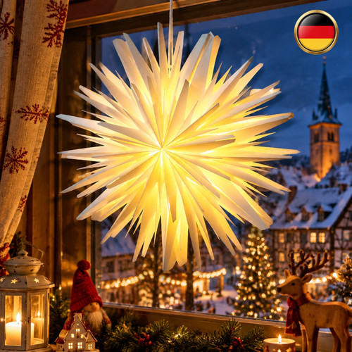 Led papierstern eisblume - led,