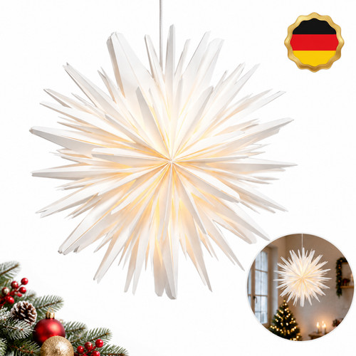 Led papierstern eisblume - led,